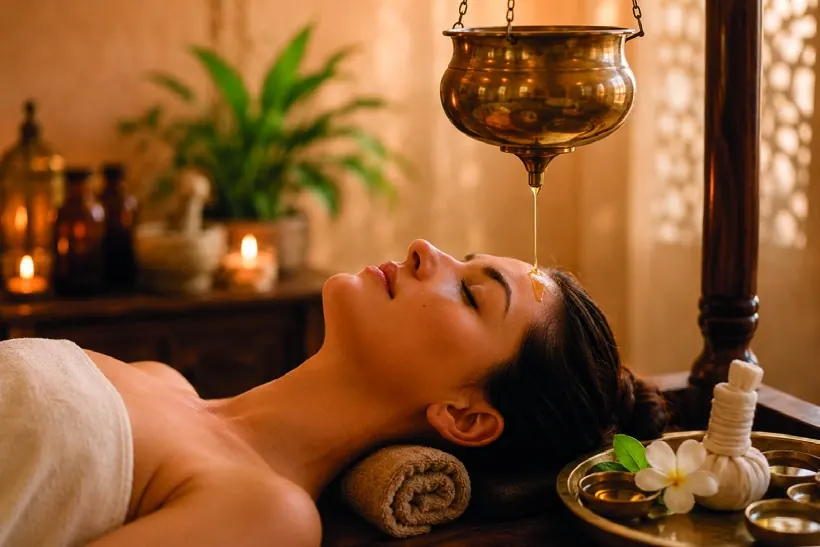 Ayurveda-Anwendung mit warmem Öl